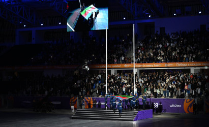 İlham Əliyev və birinci xanım Mehriban Əliyeva Gəncədə keçirilən III MDB Oyunlarının təntənəli açılış mərasimini izləyiblər