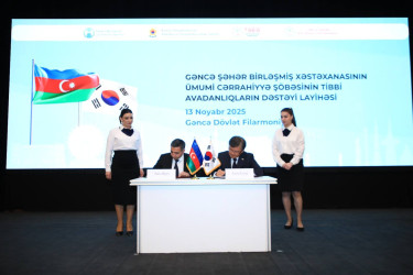 Cənubi Koreya “Gəncə Şəhər Birləşmiş Xəstəxanası” PHŞ-yə tibbi avadanlıqlar ianə edib