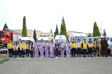 Gəncə Şəhər İcra Hakimiyyətinin hərbiləşdirilməmiş ərazi mülki müdafiə qüvvələri ilə xəbərdarlıq və toplanış üzrə növbəti məşqi keçirilib