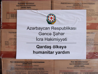 Gəncə Şəhər İcra Hakimiyyəti Türkiyəyə 20 ton həcmində humanitar yardım göndərib