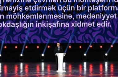 İlham Əliyev və birinci xanım Mehriban Əliyeva Gəncədə keçirilən III MDB Oyunlarının təntənəli açılış mərasimini izləyiblər