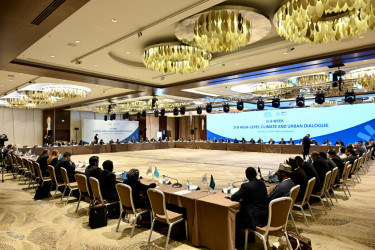 Niyazi Bayramov Bakıda ilk dəfə keçirilən “D-8 Yüksəksəviyyəli İqlim və Şəhərsalma Dialoqu”nda iştirak edib